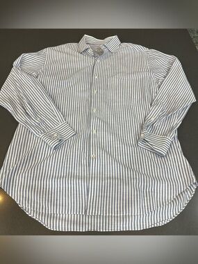 Loro Piana Men’s Dress Shirt Blue Still Water Stripe Size XXL Made in Italy